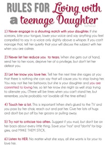 Rules for Living with a Teenage Daughter + free printable at TidyMom.net